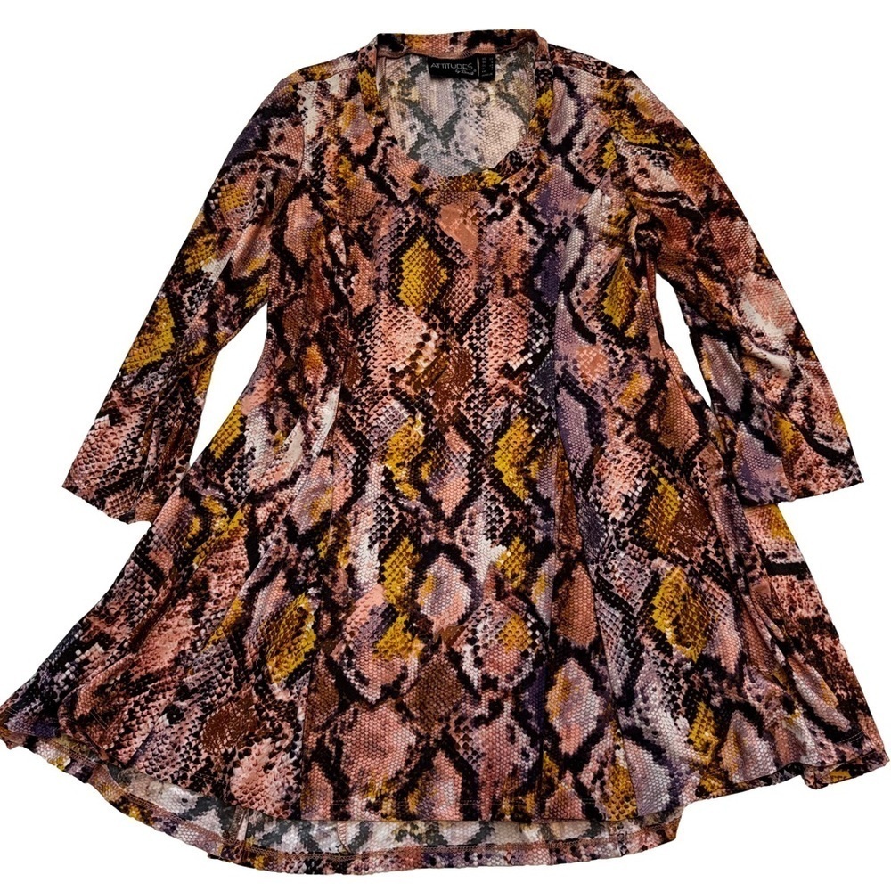 Attitudes by Renee Regular Como Jersey Printed
 Tunic Too W/ Pockets Size XS NE